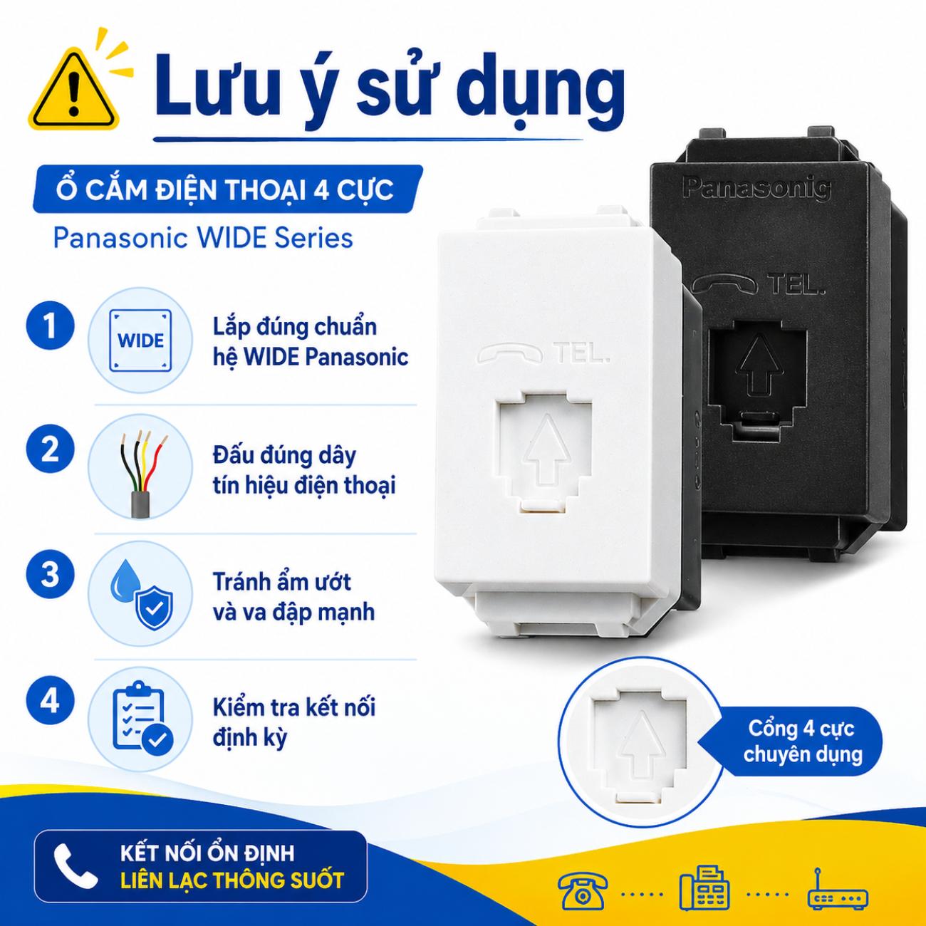 Ổ cắm điện thoại 4 cực Panasonic WIDE Series